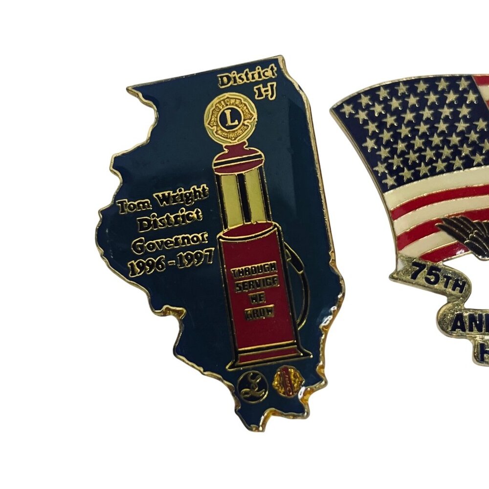 Lot Of 8 Vintage Lions Club Hat/Lapel Pins - District Governor Designs (6130) - Picture 6 of 10